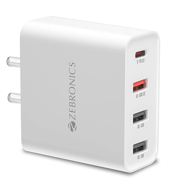 Image of Zebronics Rc45A 4 Port Charger, 45W Max, Smart Ic, Type C Pd 3.0