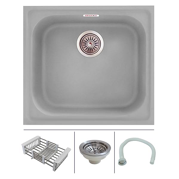 Image of Zinzer Quartz Sink, single bowl, 21x19 inches.