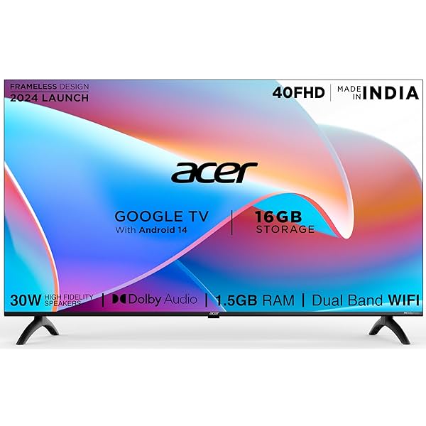 Image of acer 100 cm (40 inches) I Pro Series Full HD Smart LED Google TV AR40FDIGU2841AT (Black).