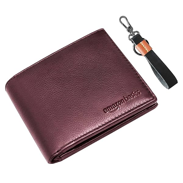 Image of amazon basics Genuine Leather Wallet , Keyring 