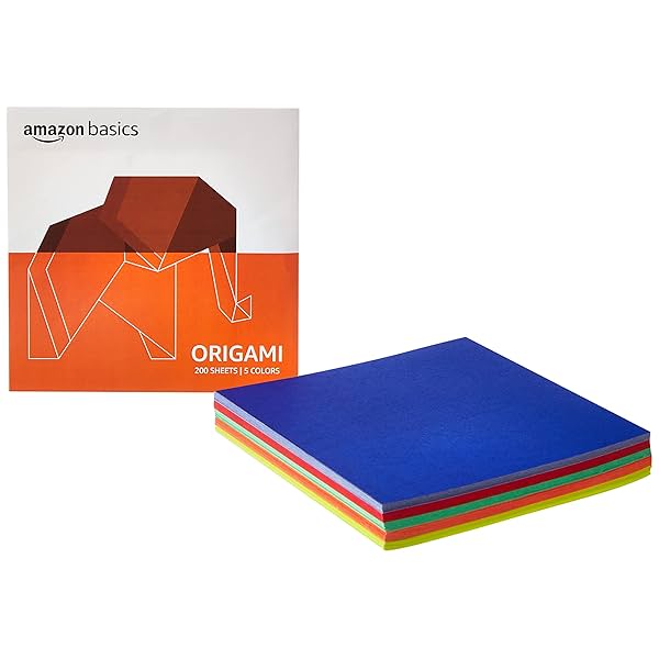 Image of amazon basics Origami Paper, 5 Colors, 200 Sheets