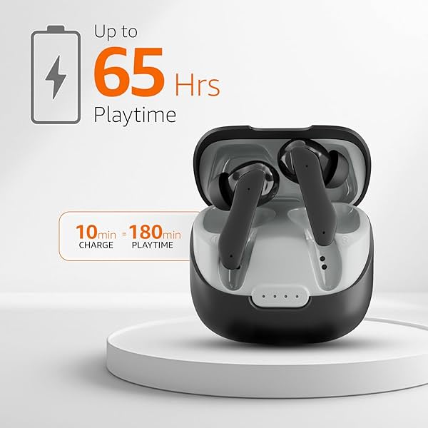 Image of amazon basics TWS in-Ear Earbuds (P65) with Fast Charging up to 65 Hours of Playtime