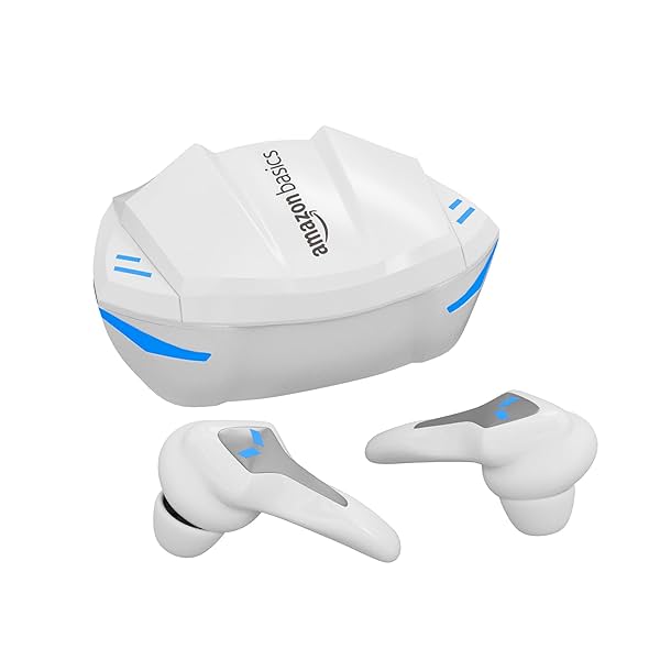 Image of amazon basics True Wireless Gaming Mode in-Ear Earbuds, Up to 50ms Low Latency & Built-in Mic, 60H Playtime.