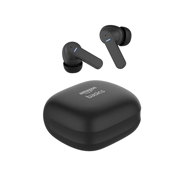 Image of amazon basics True Wireless in-Ear Earbuds, Quad Mics ENC, up to 50ms Low-Latency Gaming Mode