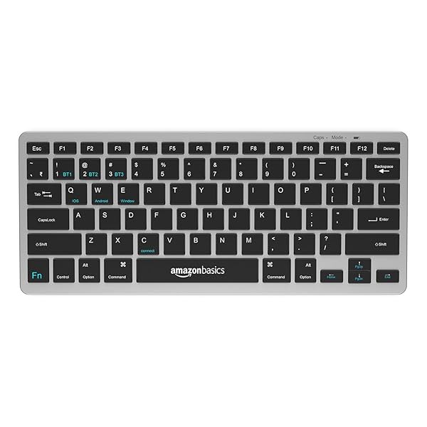 Image of amazon basics Wireless Bluetooth Keyboard | Easy Switch for Up to 3 Devices |.