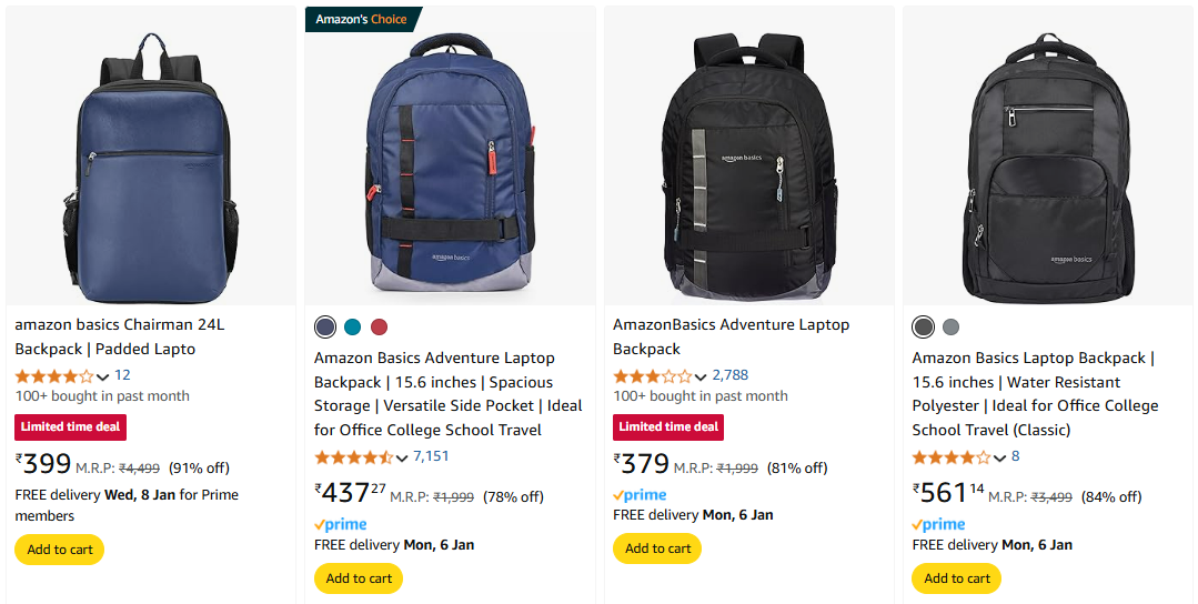 Image of amazon basics backpack Minimum 70% Discount