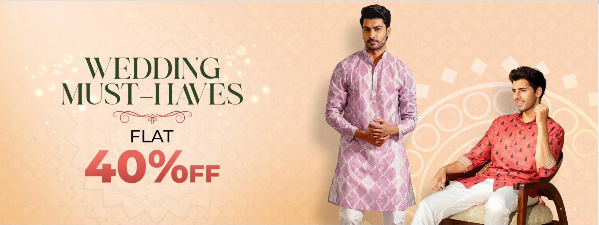 Image of be desi Wedding Sale Offer: Get 40% Discount on Men Wedding Wears