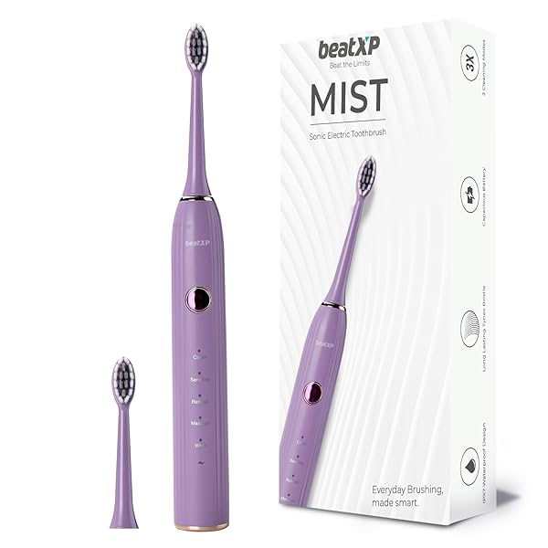 Image of beatXP Mist Sonic Electric Toothbrush for Adults with 2 Brush Heads & 5 Cleaning Modes