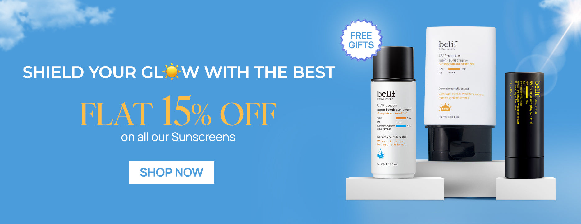 Image of belif india Offer: Get 15% Off On all belif Sunscreens & Get Free products