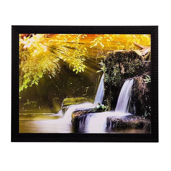 Image of eCraftIndia 'Waterfall' View Matt Textured Framed UV Art Painting 