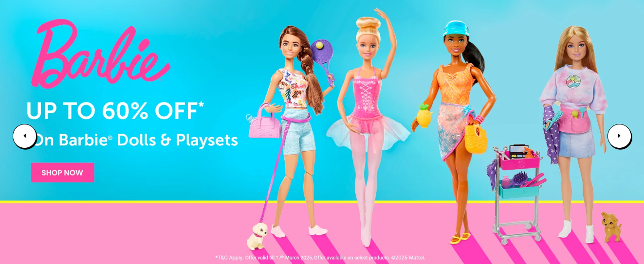 Image of hamleys : up to 60% off on Barbie Dolls & playsets