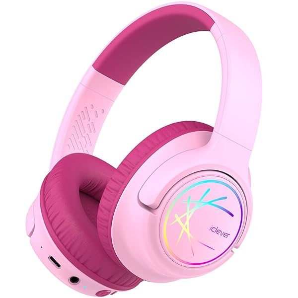 Image of iClever Kids Bluetooth On Ear Headphones With Led Lights