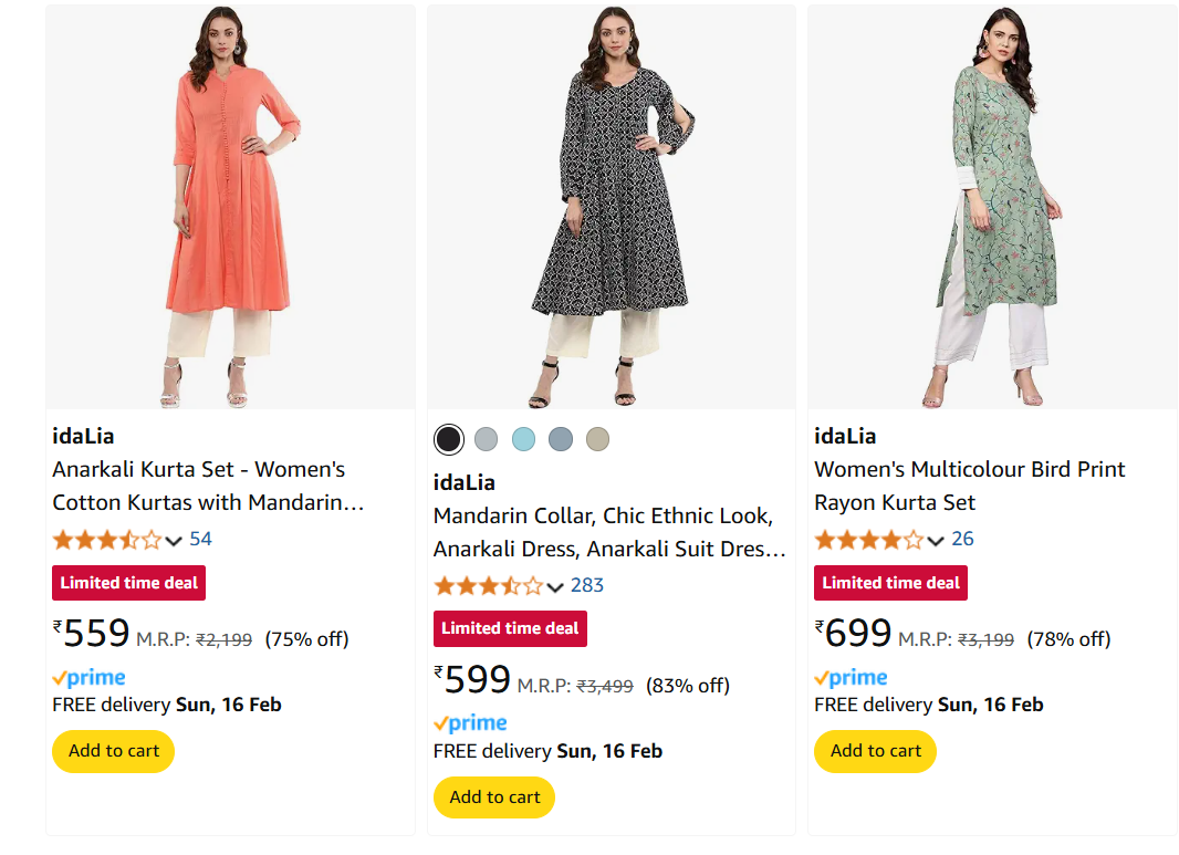 Image of idaLia Kurta Set Minimum 80% Discount