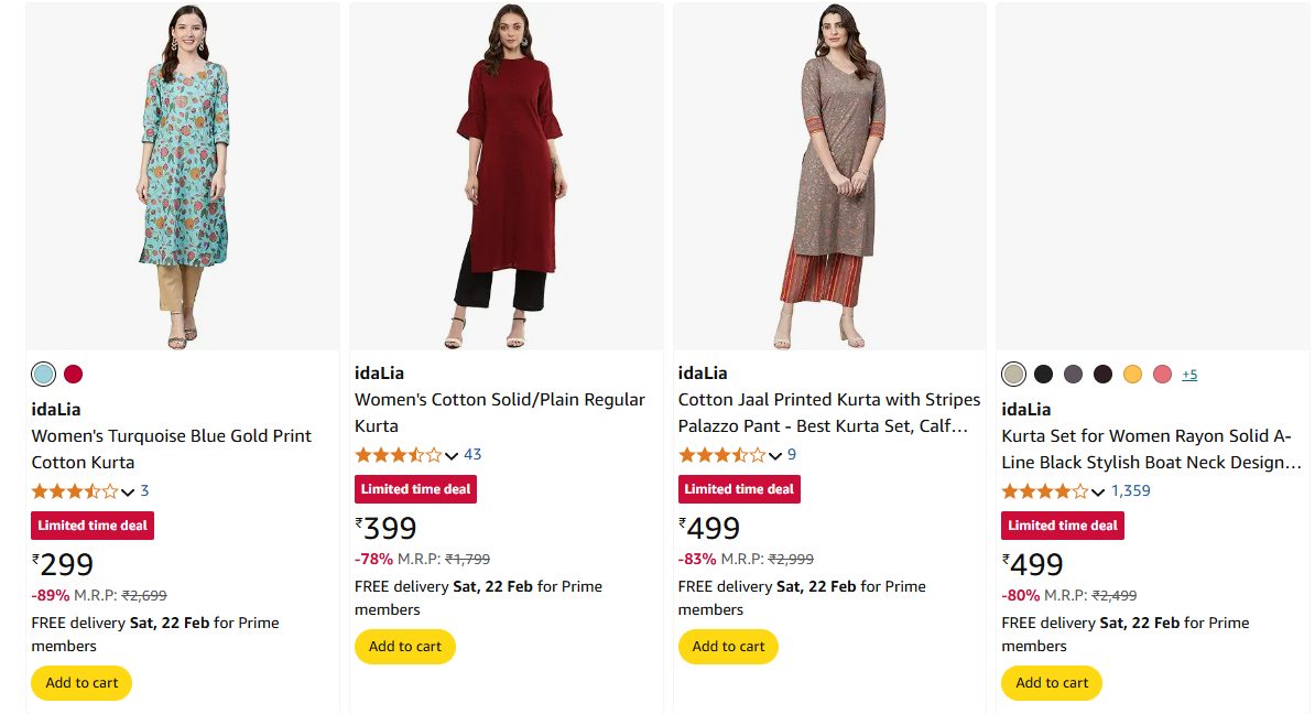 Image of idaLia Women Fashion Suit Starts @ ₹299