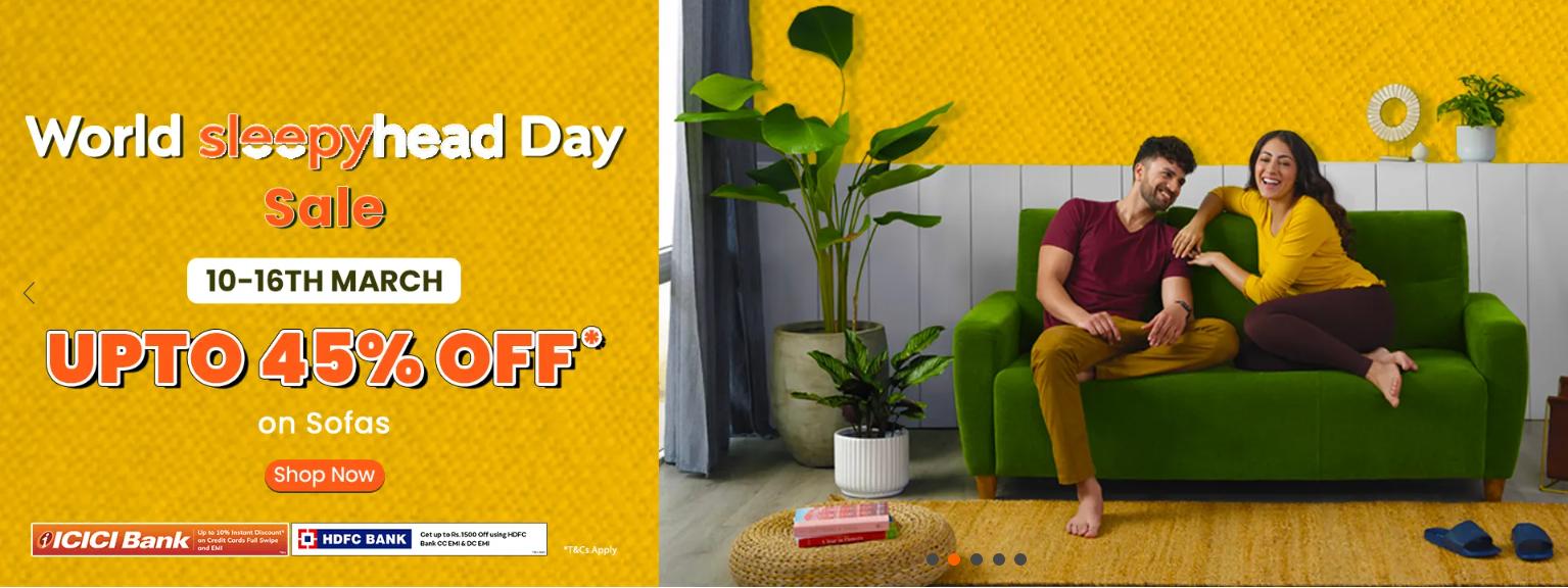 Image of mysleephead sale : upto 45% off on sofas