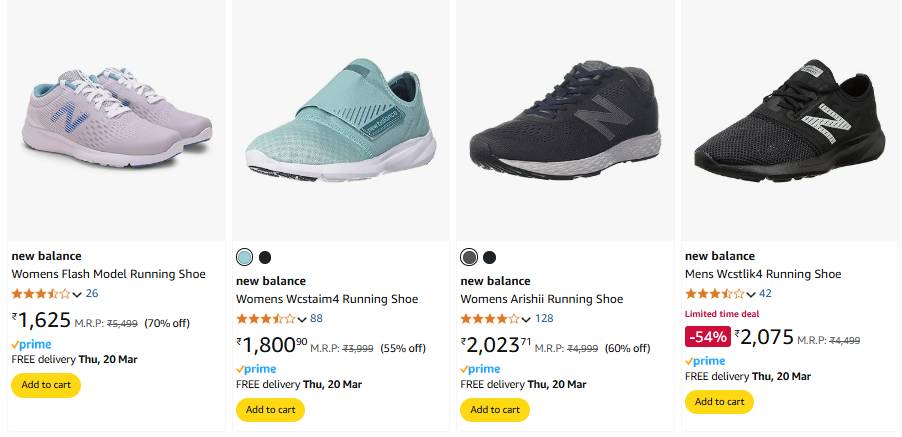 Image of new balance Womens Runing Shoes Minimum 70% Discount