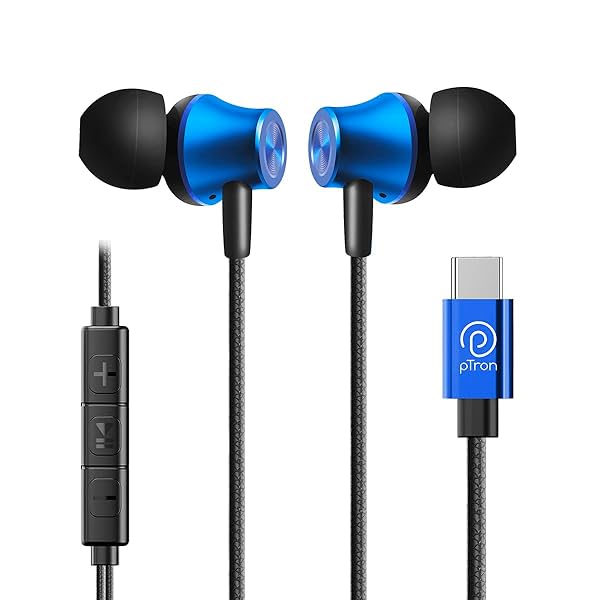 Image of pTron Boom Play in-Ear Type C Wired Headphones with Mic