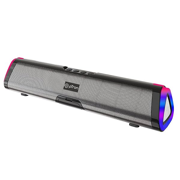 Image of pTron Fusion Boom 20W Bluetooth Soundbar Speaker, Immersive Sound, RGB Lights