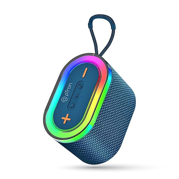 Image of pTron Fusion Pop 12W Bluetooth Speaker with Pristine Sound, 10hrs Playback, Rhythmic RGB LEDs