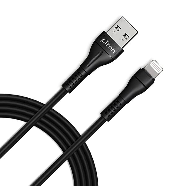 Image of pTron USB-A to Lighting 2.4A Fast Charging Cable compatible with iOS Devices