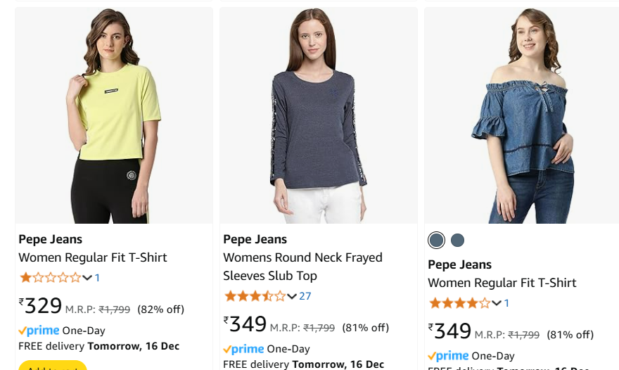 Image of pepe jeans Women Top Wear Min 70% Discount