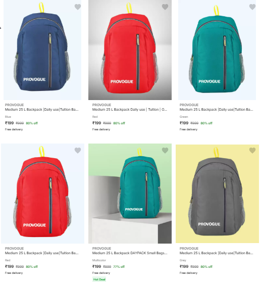 Image of provogue Backpack starting @ ₹199