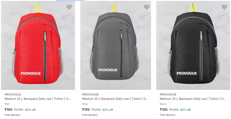 Image of provogue backpack Minimum 82% Discount | Started @ ₹189