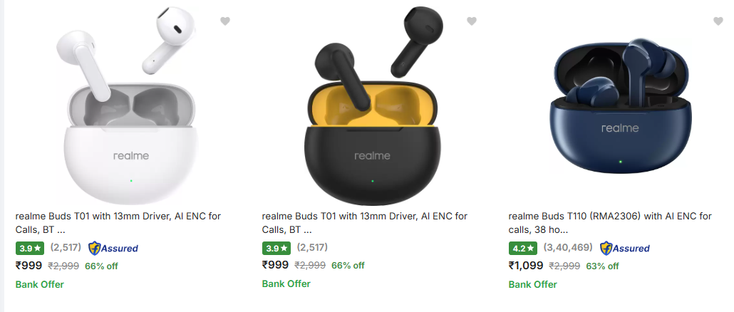 Image of realme Buds T01 with 13mm Driver up to 66% Discount