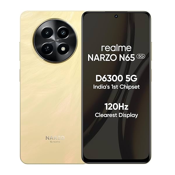 Image of realme NARZO N65 5G (Amber Gold 6GB RAM, 128GB Storage) India's 1st D6300 5G Chipset |