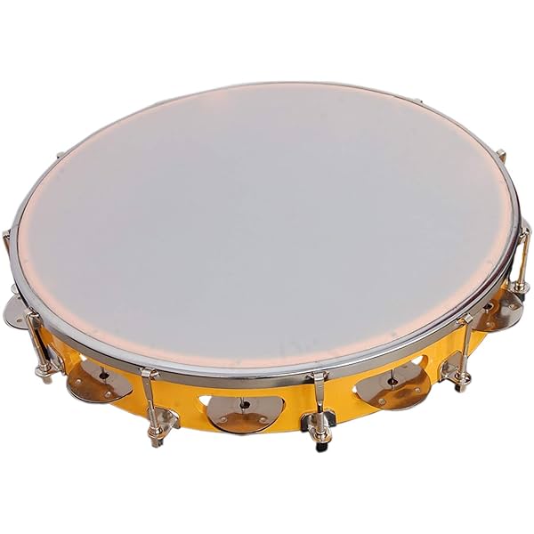 Image of sai musical Tambourine 12 inch Hand Percussion Musical Instrument MULTICOLOUR