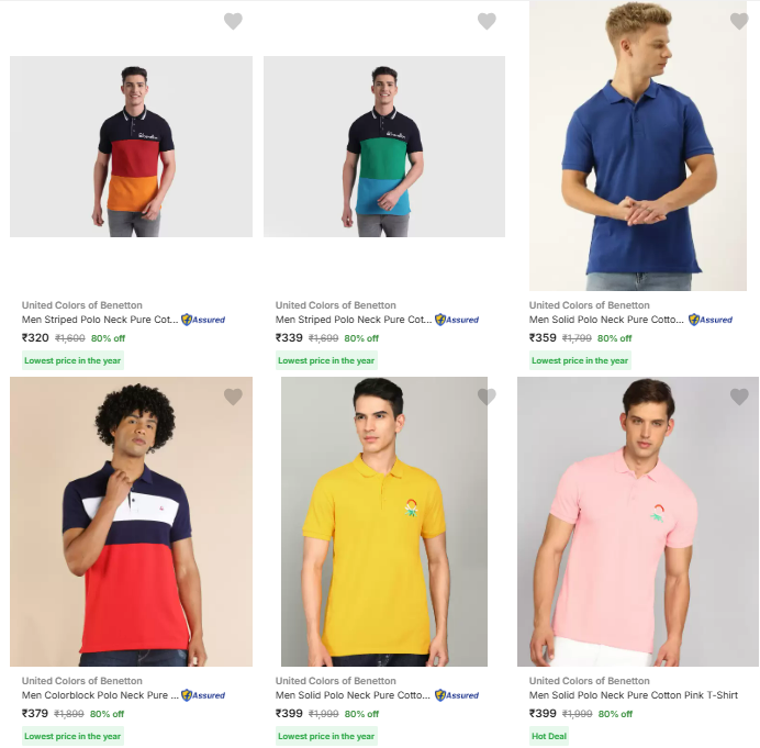 Image of united colors of benetton Brand Men's t-shirt @ Flat 80% Discount