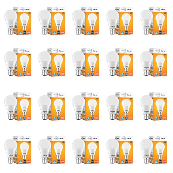 Image of wipro Garnet 10W B22 LED Bulb, Coolwhite (Pack of 20)