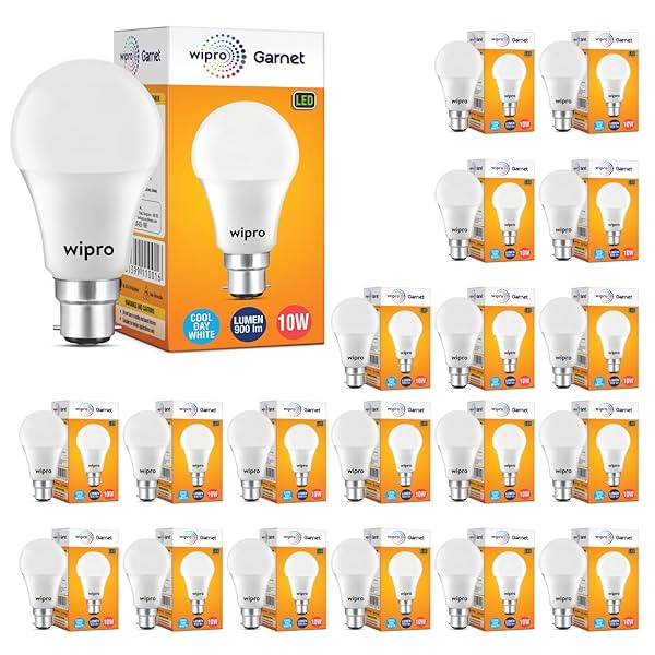 Image of wipro Garnet 10W LED Bulb for Home & Office |Cool Day White (6500K) | B22 Base