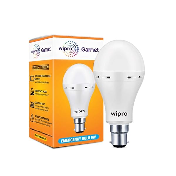 Image of wipro Garnet 9w LED Emergency Bulb | Cool Day White (6500K) | B22 LED Bulb Base 